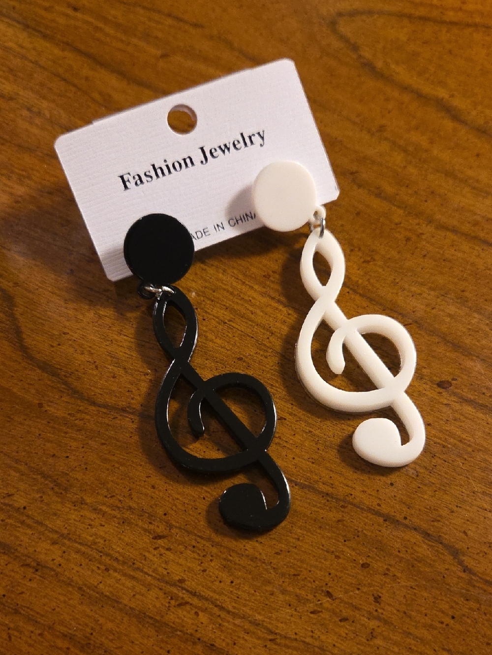Black & White Treble Clef Music Earrings